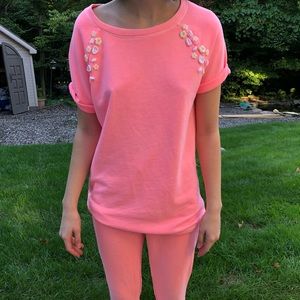 Neon pink/ orange sweat shirt & pant set (play)